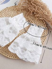 1 Pair White Lace Wave Design Versatile Arm Sleeves - White-170 - View 3