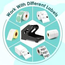 Marklife Makrlife 4x6 热敏标签架，适用于卷筒和折叠标签 - 运输标签架，适配热敏运输打印机，标签托盘兼容 D100/D200/Nelko 及其他桌面标签打印机，运输耗材，工业标签，黑色，灰色 - 彩色 - 查看 3