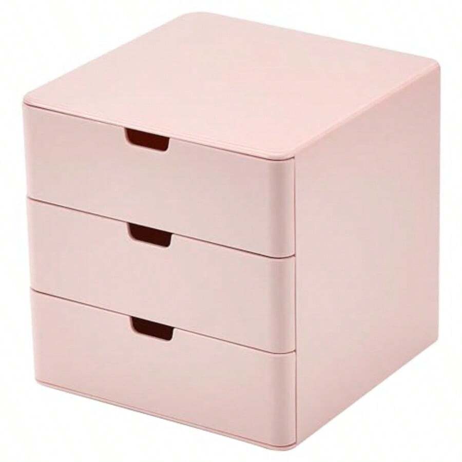 3-Drawer Vanity Organizer Compact Storage Organization Drawers Small Size Pinkgtt - Pink - View 1