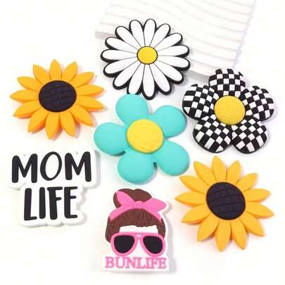 1 pieza Hallazgos para hacer joyas con girasol y margarita de estilo mixto de PVC, dijes para bolsas de playa DIY, decoración del hogar, decoración de fiestas, accesorios de ropa