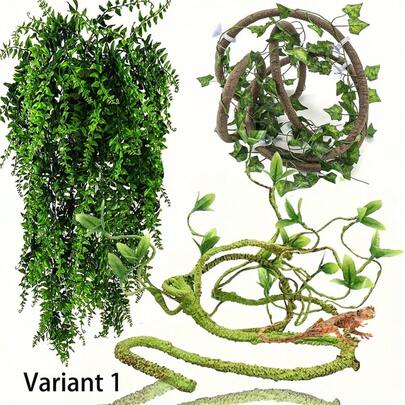 11pcs Reptile Vine Plants For Glass Container, Flexible Jungle Climbing Branches With Leaves, Suitable For Snake, Iguana, Gecko, Hermit Crab, Lizard, Chameleon