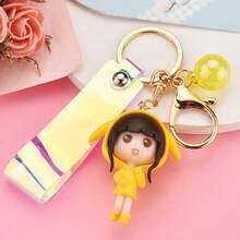 Wholesale Cute Hat Cartoon Resin Doll Leather Rope Keychain Mobile Phone Case Decoration Bag Pendant Car Keychain - Đỏ - Xem 5