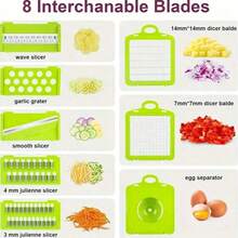 16-In-1 Vegetable Chopper With Container, Multifunctional Kitchen Chopper, Suitable For Onions, Fruits And Vegetables, Durable Plastic Food Chopper, With Locking Mechanism, Portable Design, Easy To Clean Blades, For Food Preparation. - MultiWarna - View 7