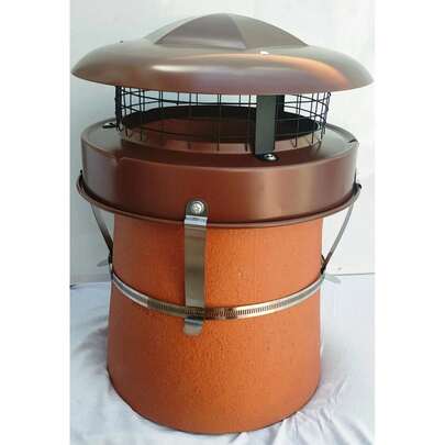 StoveMaestro Anti Down Draught Bird Guard Chimney Pot Cowl Rain Guard Terracotta