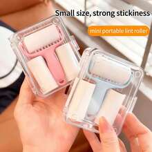 1 Set Practical Mini Lint Roller - Includes 1 Handle + 3 Refill Rolls, Strong Adhesive For Removing Pet Hair; Easy To Operate, Reusable Handle, No Electricity Needed - Suitable For Pets, Clothes, Carpets And Car Seats - Essential Item For Pet Owners - Solid Color - View 1