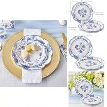Aspen Blue Willow 9 In. Decorative Premium Paper Plates (350 GSM Weight - Set Of 16) - Perfect For Bridal Showers And Weddings - Trắng & Xanh + 9 inch - Xem 1