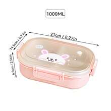 1000ML 3 Compartments Portable Plastic Lunch Box, Cute Patterned Fruit Salad Bento Box, Large Capacity Sealed Leak Proof Lunch Container, Detachable Divided Fruit Fresh-Keeping Box, Microwave Heatable, Suitable For Student And Adult Use In School, Office, Outdoor Camping, Picnic, Travel - Multicolor - View 17