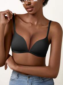 Women's Seamless Supportive Wireless Bra With Lift And Shaping, Comfortable - Black - View 9