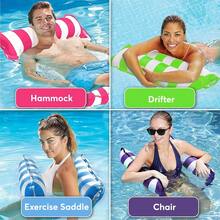 1pc 120cm Swimming Pool Floating Bed, 4-In-1 Saddle/Lounge Chair/Hammock/Inflatable Floating Bed Raft Lounger Beach Hot Tub Mat - Rectangle - View 6