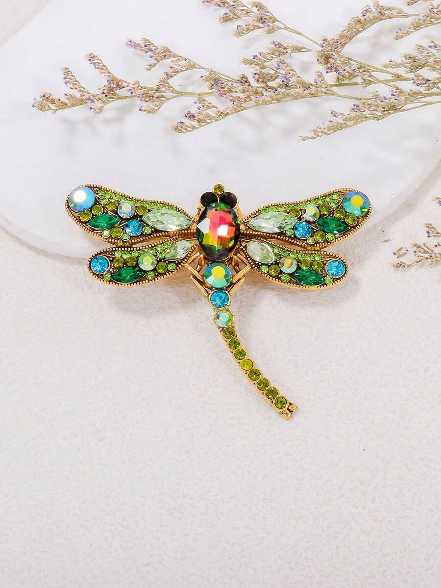 juran 1 chiếc ghim cài áo hình chuồn chuồn đính đá màu tím thời trang, thanh lịch, phụ kiện dự tiệc/ngày lễ, quà tặng Ngày của Mẹ. - Màu xanh Bạc hà - Xem 1