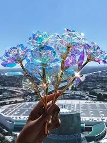 3/5/10pcs Mawar Emas Pelangi Abadi - Bunga Galaksi Plastik Berwarna-warni, Mawar Buatan Berkilau dan Berkilau, Hadiah Sempurna untuk Hari Valentine, Hari Ibu, Natal, Ulang Tahun Pernikahan, Ulang Tahun, Pernikahan, Hari Thanksgiving, Dekorasi Rumah Serbaguna - warna - View 2