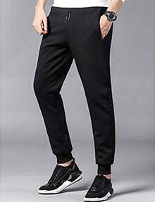 Men's Warm Sherpa Lined Fleece Sweatpants For Active Jogging - 棕色 - 查看 2