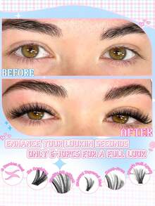 Bộ quà tặng 11 mi giả, bao gồm keo, nhíp, cọ, mi cong C/D, độ dày 30D, 40D, 60D, 80D, mi xòe, mi tự nhiên mềm mại kiểu mắt mèo, phù hợp cho sử dụng hàng ngày, dự tiệc, đám cưới. - Hồng - Xem 7