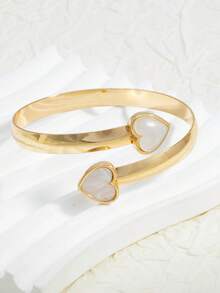 1pc Heart Decor Women Bracelet, Fashionable Holiday Gold Bracelet, Gift For Valentine's Day, Mother's Day - Love Bracelet - View 10