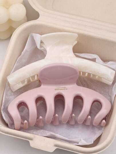 2 piezas/1 pieza Clips para el cabello de mujer de 11 cm/4,33 pulgadas rectos de lunares de plástico ligero, elegantes y versátiles de unicolor, adecuados para uso diario casual, fiesta, viaje, playa, moño, cola de caballo, lavado de cara, maquillaje, accesorio de vestimenta (etiqueta de un solo lado) Elegante clip de garra