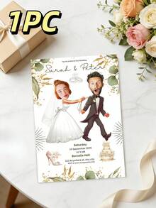 1/5/10pcs Wedding Invitation, Personalized Custom Face Invitations, Simple Invitation, Christening, DIY Invitations, Wedding Invitations, Customized Invitations, Party Invitation, New Design Covers, For Wedding Bridal Shower Engagement Baby Shower Gender Reveal Birthday Christening Party Events - Multicolor - View 10