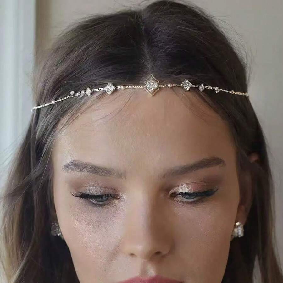 1 chiếc băng đô vuông kiểu Bohemian thanh lịch, phụ kiện tóc đính đá thời trang, quà tặng công chúa, phụ kiện đội đầu, mùa hè, kỳ nghỉ, du lịch, phụ kiện cưới. - Nhiều màu - Xem 1