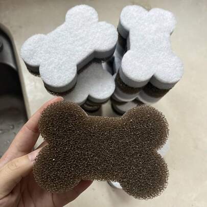 6/4pcs Bone-Shaped Magic Sponge Scrubber, 3-Layer Design, Multi-Purpose Highly Absorbent & Durable Sponge, Ideal For Kitchen, Bathroom, Living Room