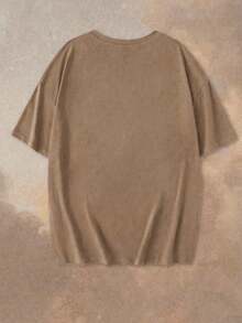 Plus Size Overstimulated Graphic T-Shirt, Women Casual Loose Fit Round Neck Short Sleeve Tee Summer - Brown - View 2