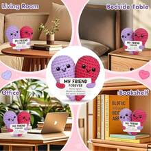 1 pieza Mejor amigo regalo de cumpleaños en forma de corazón a ganchillo, cesta de Pascua rellena para regalo de amistad a larga distancia, graduación, Día de la Madre, regalo de despedida para amigas, compañeras de trabajo, novia - Decoración hecha a mano linda - Multicolor - Ver 6