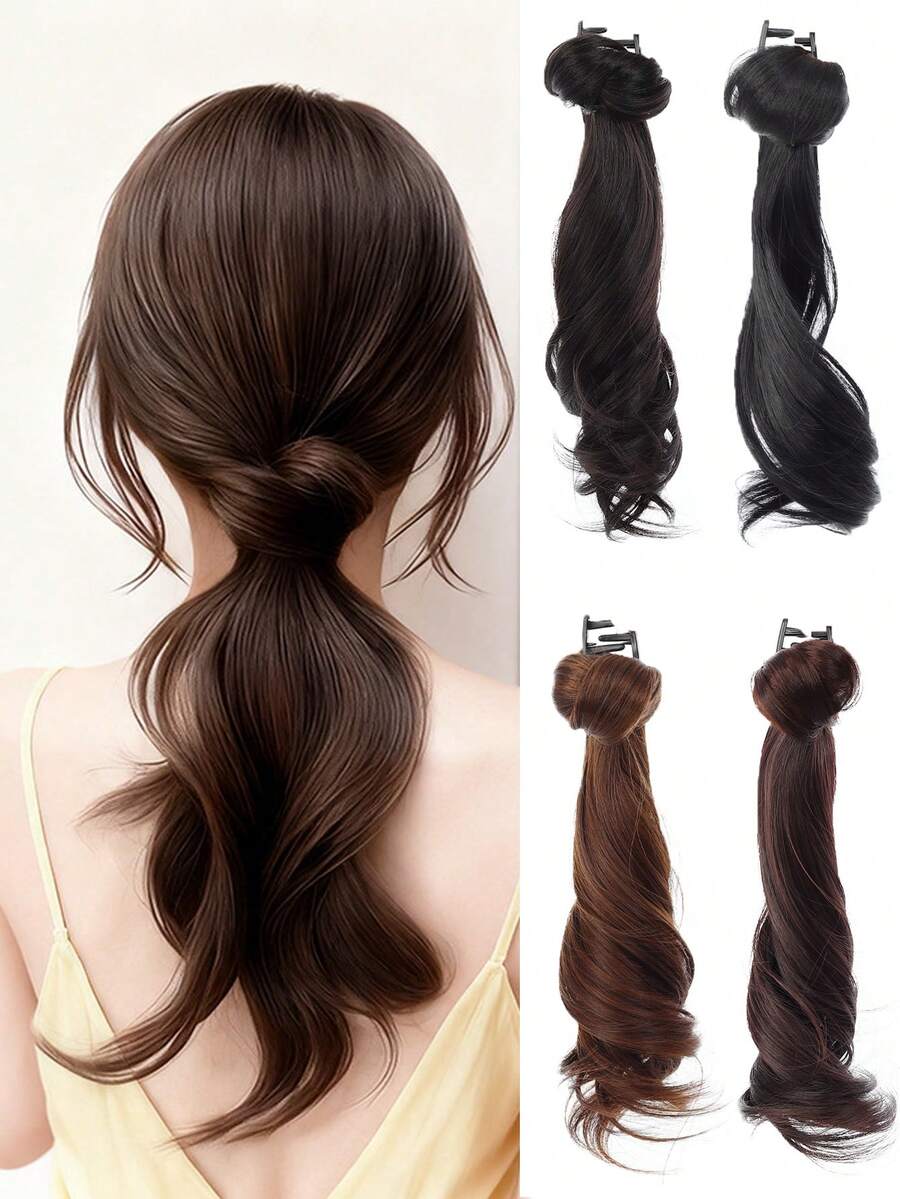 Ponytail Hair Claw Clip, Natural Messy Bun Hairstyle Hairpiece Hair Accessories Elegant Hair Clip,Synthetic Ponytail - Multicolor - View 1