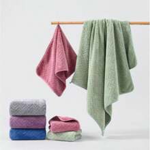 This 20-Piece Bathroom Towel Set Includes 12 Face Towels, 6 Bath Towels, And 2 Large Bath Towels. Available In Multiple Colors, These Soft And Comfortable Towels Are Suitable For Family Members, Bathrooms, Gyms, Swimming Pools, Beaches, Vacations, Hotels, Outdoor Activities, Beauty Salons, And More. - 20 miếng bông lúa mì màu xanh kết hợp - Xem 8
