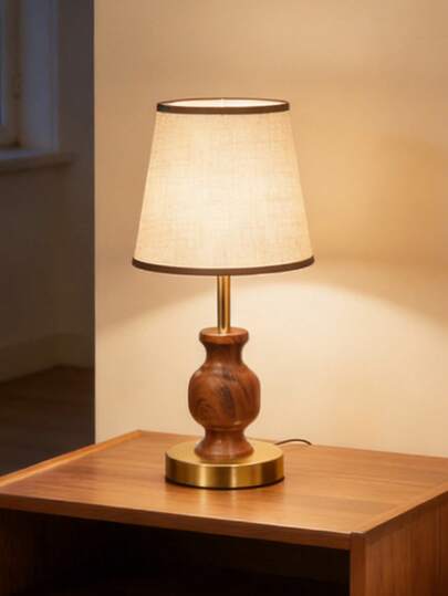 1pc Wooden Texture Decorative Table Lamp, Suitable For Living Room, Study, Hotel, Outdoor Camping, Eid Festival Gift, Bedroom, Reading, Children, Decoration, Pregnancy, Sensor, Prayer Corner, Italian, Minimalist, European, Chinese, French, Modern Arabic, Minimalist Islamic, Oasis Eclectic Style
