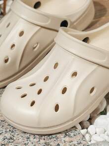 Sandalias de moda casual con suela gruesa, cómodas y transpirables, con diseño calado, con tacón ajustable, adecuadas para interiores, exteriores, playa y jardín - Blanco - Ver 7