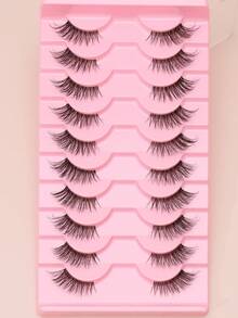 5/10 Pairs Natural Lengthening DIY Transparent Curly Slim Long False Eyelashes, Natural Curl, Slim Long Eyelashes, Soft Criss-Cross Lashes - Natural Lashes - View 4
