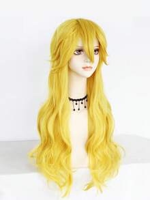 日常佩戴亮黄色长卷发假发，女士款，高品质合成发丝，完美打造韩流造型和轻度动漫角色扮演。 - 黃色 - 查看 6