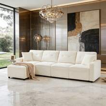 Sofas & Couches - Beige + Corduroy + 4 Seat-1 - View 1