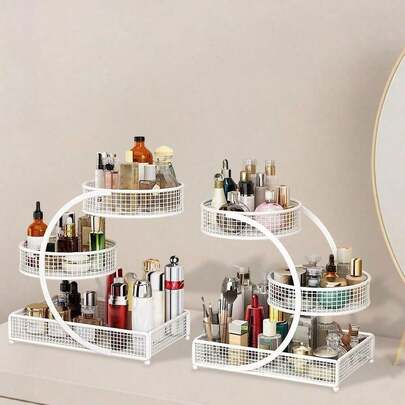 Lazy Susan Bathroom Organizer, 3-Tier Rotating Skincare Storage Rack, Large Capacity Vanity Organizer For Beauty Products