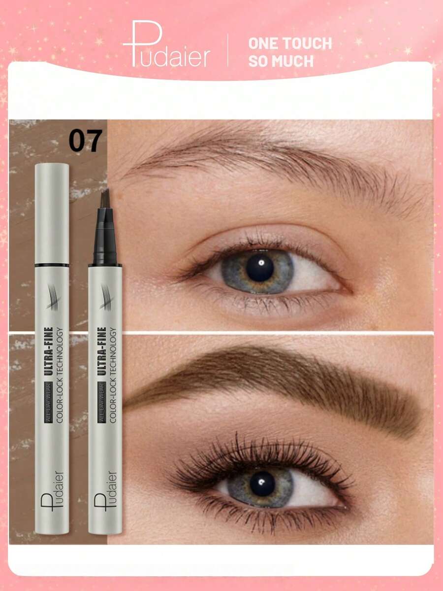 Pudaier 防水眉笔 - 液体眉笔，快速勾勒眉形，打造超细自然妆效，防水防汗，涂抹顺滑均匀，适合初学者，持久妆效 - 07 - 查看 1