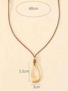 Hegaze 1pc Vintage Teardrop Pendant Necklace For Women - 金色 - 查看 3