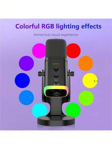 Easypie Selection USB/XLR Dynamic Microphone With RGB Control/Headphone Jack/Mute Function, Suitable For PC Gaming, Recording And Streaming - One Size - View 6
