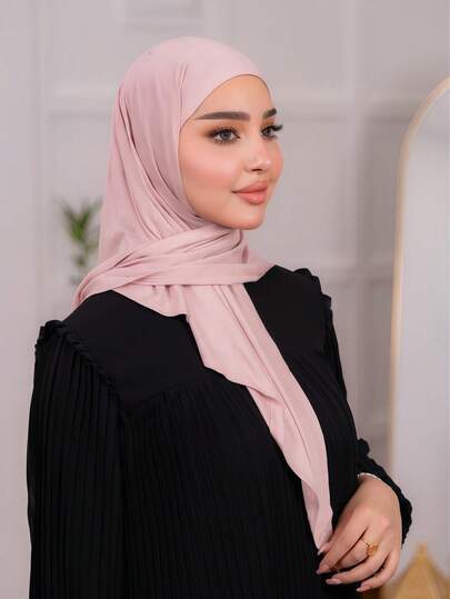 1pc Instant Triangle Hijab, All-In-One Tie-Up Design, Quick Wrap Without Slipping, No Undercap Or Folding Needed, Suitable For Daily Wear, Prayer, And Outings