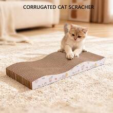 2-In-1 Cat Scratching Board And Bed, Protects Sofa From Cat Scratches, Large Oval Shape Puppy Keep Puppy Keep Cat Toys Cat Scratching Post - Brown - View 8