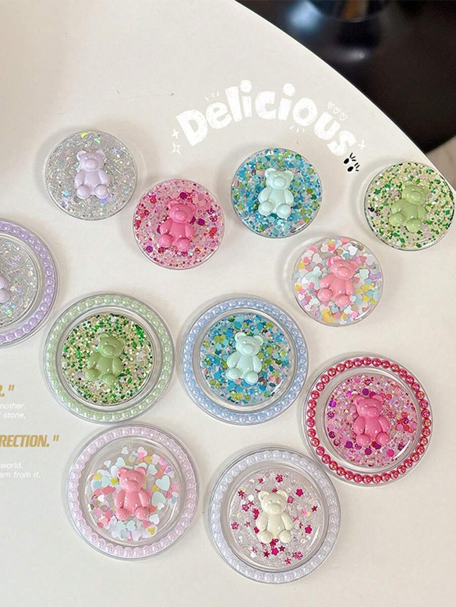 1个创意小熊造型闪光手机支架，可作桌面支架使用 - 彩色 - 查看 1