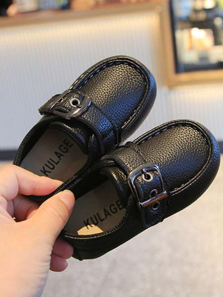 Infant Flat Loafers, Boys' Party Leather Shoes, Fashion Versatile Moccasins - Black - View 1