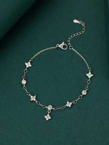 Silver Five Flower Bracelet