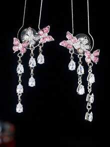 2只锆石蝴蝶流苏耳环，捕梦网蝴蝶耳环，清新甜美的绿色耳环，适合女性日常佩戴、度假、派对、珠宝礼品。 - 彩色 - 查看 10