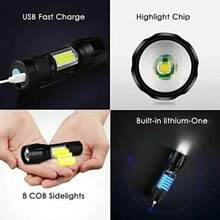 3/2/1 PCS Mini Rechargeable Flashlight XPE Main Light COB Side Light Adjustable Focus Zoom Extendable Beam 400mAh Battery Capacity Aluminum Alloy ABS Material IP44 Waterproof USB Charging Port Charging LED Indicator Multiple Modes Strong Beam Explosive Strobe COB Ambient Light Compact Size 2.5x9cm Lightweight Portable Design Automatic Switch Easy Carry Outdoor Camping Light Hiking Torch Emergency Tool Car Repair Lamp Night Fishing Light Security Patrol Gear Home Use Everyday Carry Essential - đèn pin EDC - Xem 5