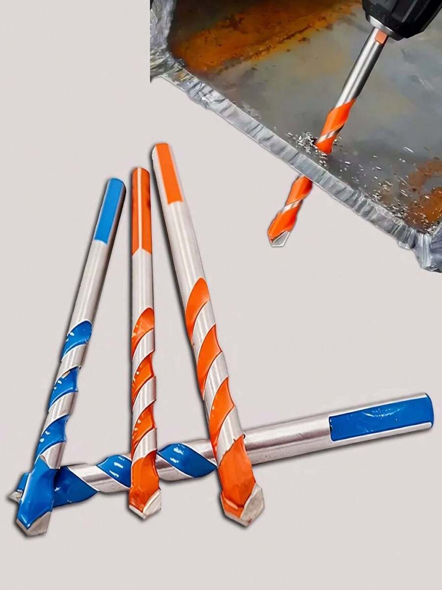 5件組 4槽鑽頭套組 (6+6+8+10+12mm),由高硬度鎢鋼製成,配有六角柄。適用於電動鑽機和無線鑽機,完美適用於鑽孔玻璃、混凝土、大理石和木材,耐磨且耐用。 - 四刃鋸齒鑽頭 - 查看 1