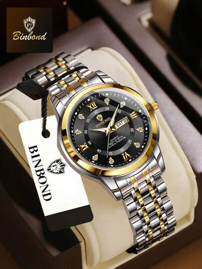 BINBOND B7169 顶级品牌奢华时尚商务女士石英表 30米防水星期日期显示运动女士腕表