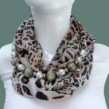 3-Ring Beaded Scarf, Chiffon Breathable Skin-Friendly Printed Scarf, Elegant And Graceful - Multicolor - View 11