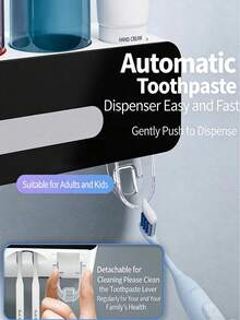 Wall Mounted Toothbrush Holder With Toothpaste Dispenser, Bathroom Toothbrush Stand, Bathroom Vanity Organizer Storage Rack - Multicolor - View 3