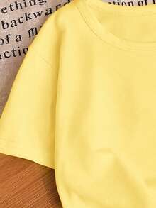 Áo thun ngắn tay dáng crop top in họa tiết da báo, hình trái tim, dành cho bé gái tuổi teen, kiểu dáng thanh lịch, năng động, hàng mới về mùa xuân/hè. - Màu vàng - Xem 4