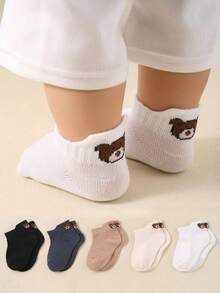 10 Pares de Meias para Bebê com Calcanhar, Design Elevado, Padrão Fofo de Urso, Adequado para Bebês de 0-3 Anos, Unissex, Antiderrapante, Respirável, Confortável para Uso Diário, 0-36 Meses, Todas as Estações, Interno e Externo, Meias para Bebê, Meias para Recém-Nascido, Meias para Criança Pequena, Meias Antiderrapantes, Presente para Recém-Nascido, Presente de Natal, Essencial para Recém-Nascido - Multicolorido - Visão 10