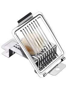 1个不锈钢切蛋器，多功能切蛋器，厨房工具，切蛋器，咸蛋切蛋器，切蛋工具，适用于切鸡蛋、水果等。情人节、斋月吉祥、斋月吉庆、奉至仁至慈的之名、开斋节吉祥 - 銀色 - 查看 3