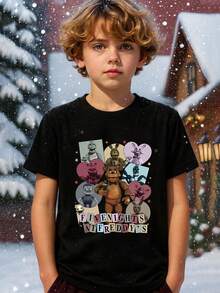 Young Boy's/Girl's Cotton Graphic Tees, Game T-Shirts For Boy, Black Summer T-Shirts With Cartoon Characters, Gift For  Fans, Round Neck, Fun - 11 - 查看 5